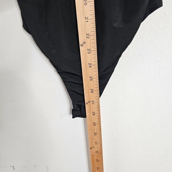 CQ by CQ Sexy Black Square Neck Low Back Zip Bodysuit Medium - Picture 5 of 6